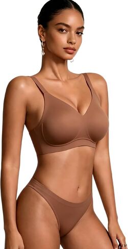 حمالة صدر لاسلكية سلسة للنساء | لا يوجد أسلاك داخلية، دفع لأعلى، تغطية كاملة، تصميم تي شيرت صدفي in Kuwait