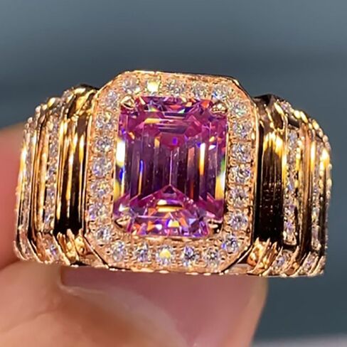 Fashion Pink Synthetic Gemstone Rings for Women Wedding Promise Rings Jewelry in Kuwait