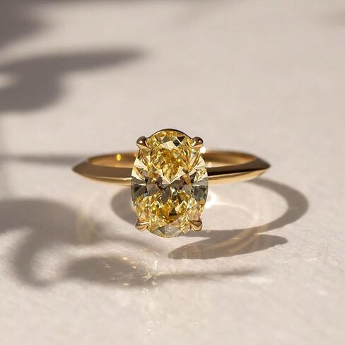 1 PC 925 Silver High Lustre Luxury 1CT-5CT Oval Solitaire Yellow Diamond Ring For Women Prom Wear Women's Best Gift Fine Jewellery Gifts Gifts For Mom Party Favors in Kuwait