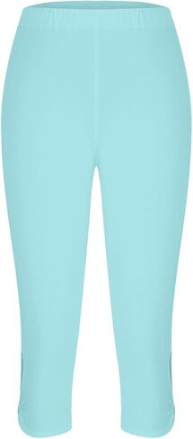 Trendy Capri Leggings for Women Solid Color High Waisted Yoga Gym Crop Pants Stretchy Fitting Capris in Saudi Arabia