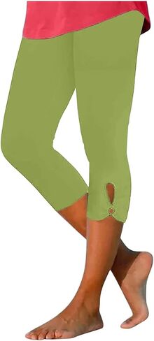 Trendy Capri Leggings for Women Solid Color High Waisted Yoga Gym Crop Pants Stretchy Fitting Capris in Saudi Arabia