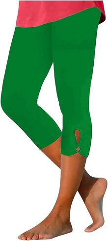 Trendy Capri Leggings for Women Solid Color High Waisted Yoga Gym Crop Pants Stretchy Fitting Capris in Saudi Arabia