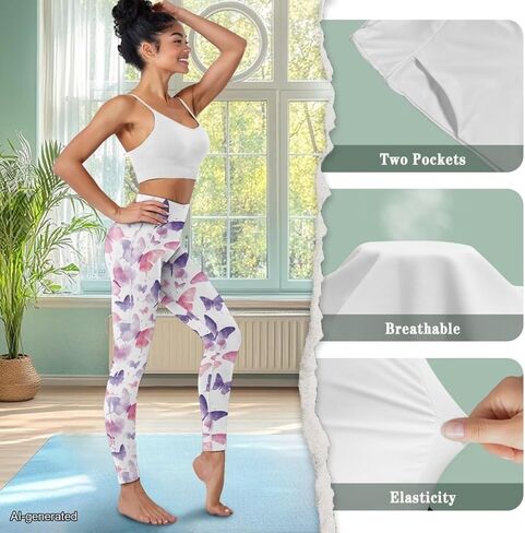 Yoga Pants with Pockets for Women High Waist Pants Plus Size Long Athletic Leggings Soft Tummy Control Yoga Pant in Saudi Arabia