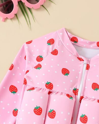 FishingDino Floating Swimsuit for Toddler Girls 1-6T Long Sleeve One Piece Float Suit Built-in Buds Cute Floatation Swim Suit in Saudi Arabia