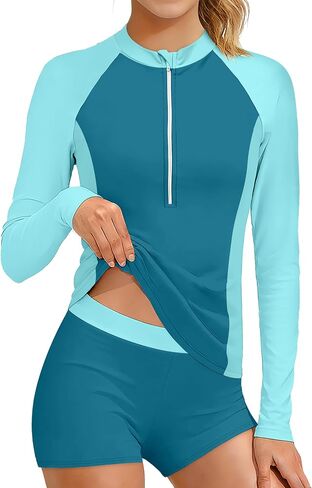 WIQI Girls Swimsuit Rash Guard Two Piece Bathing Suit Long Sleeve UPF 50+ Sun Protection Swimwear for Teens 9-16Y in Saudi Arabia
