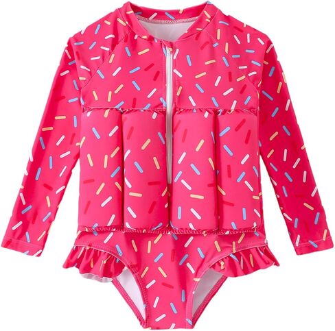 FishingDino Floating Swimsuit for Toddler Girls 1-6T Long Sleeve One Piece Float Suit Built-in Buds Cute Floatation Swim Suit in Saudi Arabia