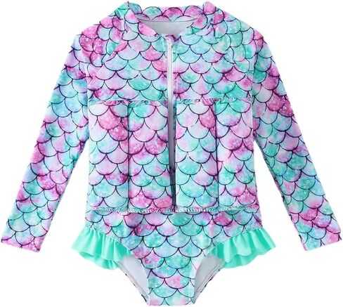 FishingDino Floating Swimsuit for Toddler Girls 1-6T Long Sleeve One Piece Float Suit Built-in Buds Cute Floatation Swim Suit in Saudi Arabia