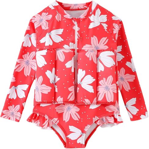 FishingDino Floating Swimsuit for Toddler Girls 1-6T Long Sleeve One Piece Float Suit Built-in Buds Cute Floatation Swim Suit in Saudi Arabia
