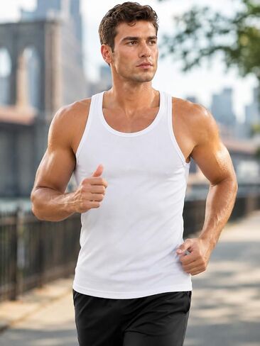 Mens Tank Top Sleeveless Shirt Lightweight Summer Muscle T Shirts Tee in Kuwait