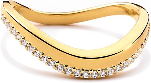STORYJEWELLERY خواتم زفاف منحنية للنساء، خاتم مطلي بالذهب، خواتم زفاف مطلية بالذهب للنساء، خاتم مموج، خواتم مكتنزة in Kuwait
