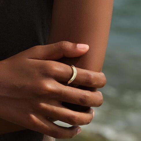 STORYJEWELLERY خواتم زفاف منحنية للنساء، خاتم مطلي بالذهب، خواتم زفاف مطلية بالذهب للنساء، خاتم مموج، خواتم مكتنزة in Kuwait