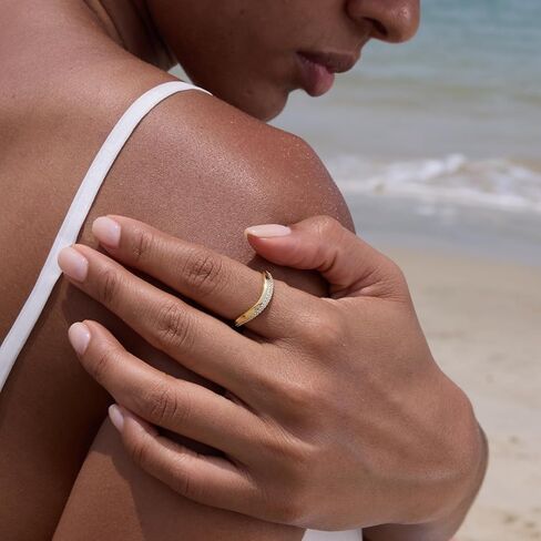 STORYJEWELLERY خواتم زفاف منحنية للنساء، خاتم مطلي بالذهب، خواتم زفاف مطلية بالذهب للنساء، خاتم مموج، خواتم مكتنزة in Kuwait