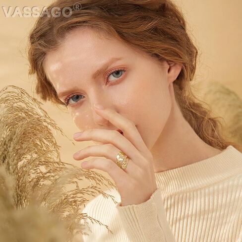 حلقات ملعقة VASSAGO للنساء من الفولاذ المقاوم للصدأ، خاتم فينيكس قابل للتعديل، خاتم زهرة مجوف، مجوهرات إصبع قابلة للتكديس in Kuwait