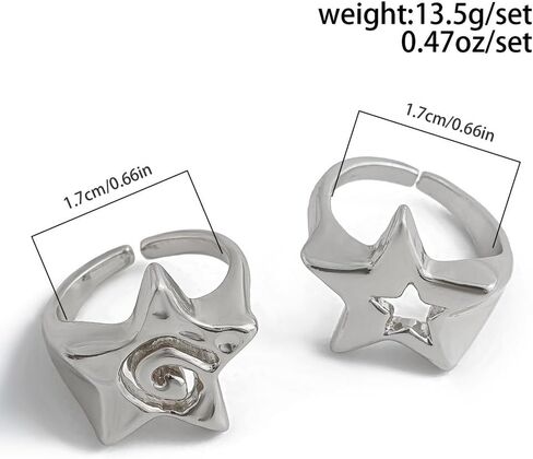 Gold Chunky Star Statement Rings for Women,Fashion Stack Big Hollow Pentagram Knuckle Rings,Trendy Y2k Jewelry Grunge Gothic Accessories in Saudi Arabia