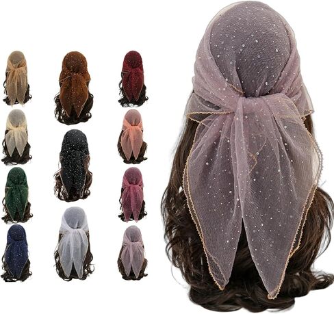 وشاح رأس لامع للسيدات، وشاح شعر شبكي من حجر الراين، لفافة شعر ناعمة خفيفة الوزن، شعر لامع متعدد الاستخدامات in Kuwait