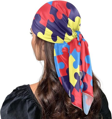 Head Scarf for Women,35" Large Square Hair Scarves Bandana Fashion Neck Scarf in Kuwait