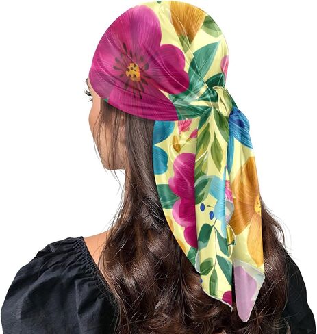 Head Scarf for Women,35" Large Square Hair Scarves Bandana Fashion Neck Scarf in Kuwait