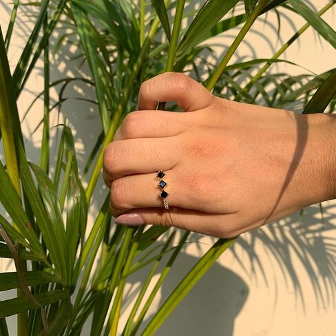 925 STERLING SILVER BLACK DIAMOND RING FOR WOMEN - 18K GOLD PLATED -VINTAGE ART DECO RING -DAINTY HANDMADE RING - PROMISE RING - ENGAGEMENT RING - WEDDING RING in Saudi Arabia