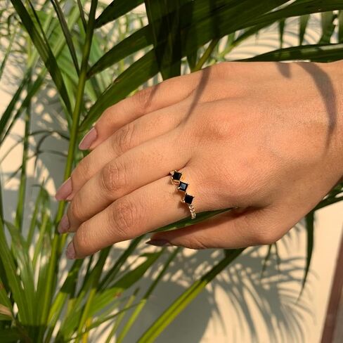 925 STERLING SILVER BLACK DIAMOND RING FOR WOMEN - 18K GOLD PLATED -VINTAGE ART DECO RING -DAINTY HANDMADE RING - PROMISE RING - ENGAGEMENT RING - WEDDING RING in Saudi Arabia