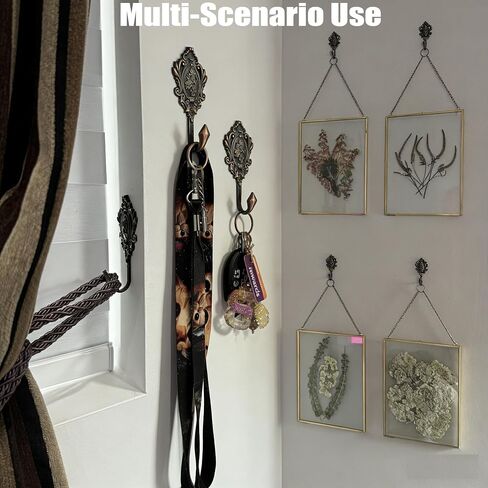 2Pcs Wall Hooks Red Copper Rose Pattern Carved Vintage Drapery Clothes Key Hook Bathroom Bedroom Multi-Function Decorative Hook with Screws+Expansion Plugs in Kuwait