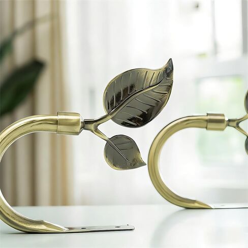 Leaf Shaped Curtain Tieback Holdbacks 2pcs, Handmade Metal Curtain Side Holders for Wall, Curtain Hook Pull Backs for Drapes Window Decoration (Antique Brass) in Saudi Arabia