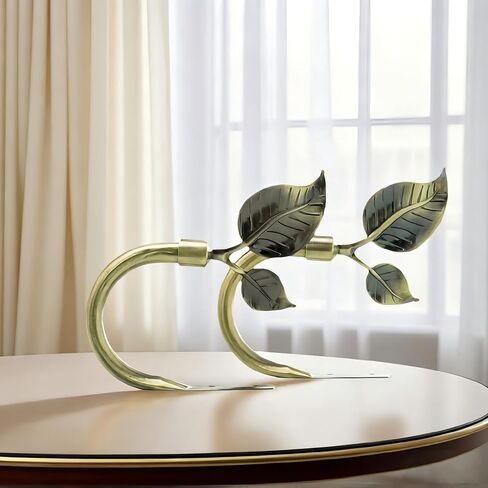 Leaf Shaped Curtain Tieback Holdbacks 2pcs, Handmade Metal Curtain Side Holders for Wall, Curtain Hook Pull Backs for Drapes Window Decoration (Antique Brass) in Saudi Arabia
