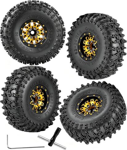 RC Aluminum 1.0 Inch Wheel Rim Tires for 1/18 1/24 Trx4m Axial SCX24 RC Crawler Car,4pcs 1.0 Wheel Rim Soft Rubber Tires,Red in Kuwait