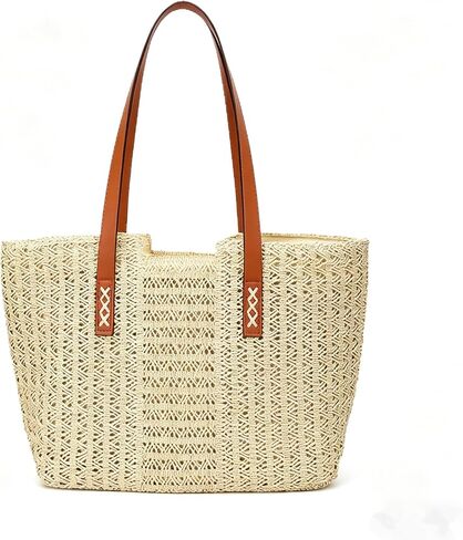 Straw Hobo Bag for Women Large Capacity Beach Bag, Soft Woven Tote Bag, Lightweight Casual Shoulder Bag in Kuwait