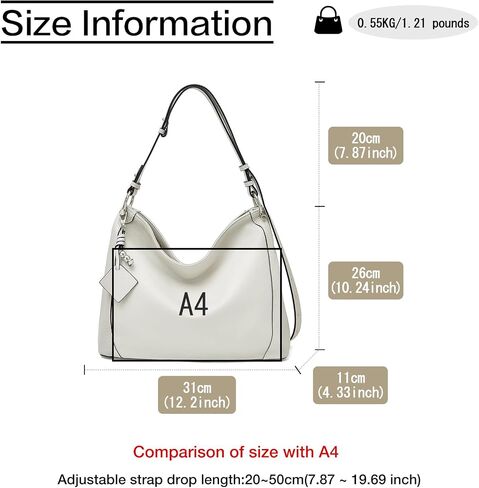 FOXLOVER Hobo Bag - Genuine Leather Women's Handbag for Everyday & Travel - Durable Purse With Zipper Pocket in Saudi Arabia