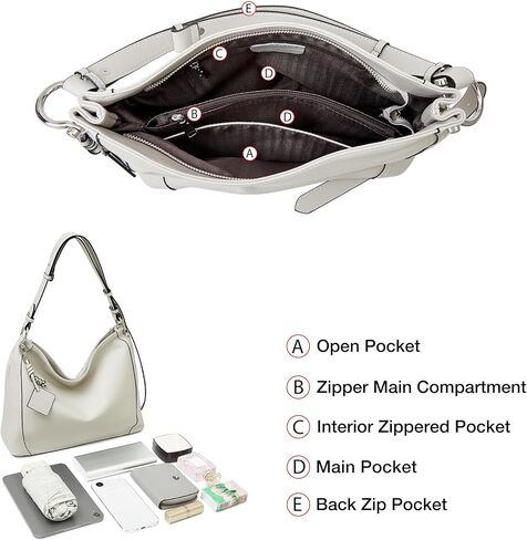 FOXLOVER Hobo Bag - Genuine Leather Women's Handbag for Everyday & Travel - Durable Purse With Zipper Pocket in Saudi Arabia