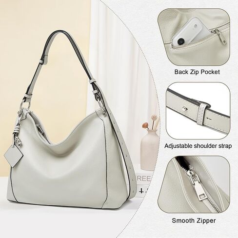 FOXLOVER Hobo Bag - Genuine Leather Women's Handbag for Everyday & Travel - Durable Purse With Zipper Pocket in Saudi Arabia