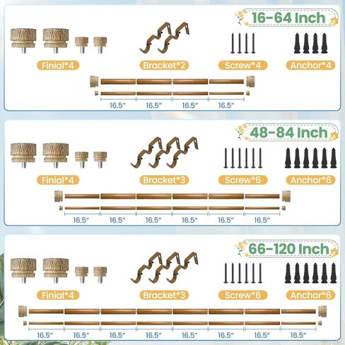 White Wood Double Curtain Rods for Windows 66 to 120 Inches, 1-Inch Diameter Heavy-Duty Adjustable Boho Double Curtain Rods, With Wood Grain Finials for Farmhouses, Bedrooms, And Living Rooms. in Saudi Arabia