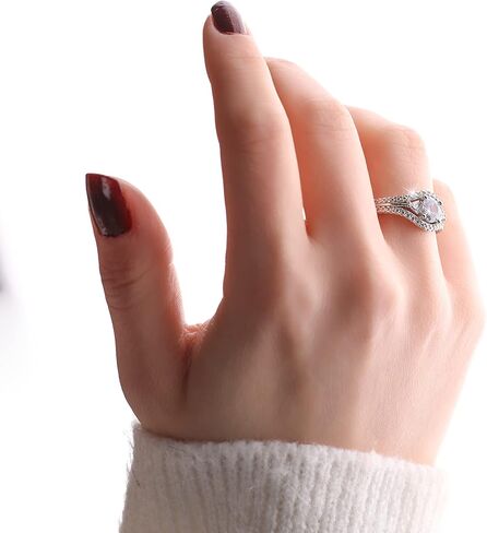 Genuine Solid 925 Sterling Silver with Round Brilliant and Triangle Cut Clear Cz Cubic Zirconia Stone Engagement Wedding Promise Luxury Ring for Women in Saudi Arabia