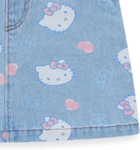 Hello Kitty Sanrio Girls Denim Jumper Dress with Shirt 2 Piece Set for Toddler and Big Kids in Kuwait