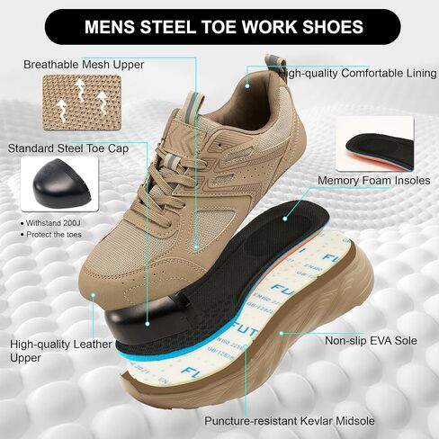 FUDYNMALC Steel Toe Shoes for Men: Slip Resistant Composite Safety Sneakers 2026 Comfortable Tennis Work Shoes for Construction Industrial in Saudi Arabia
