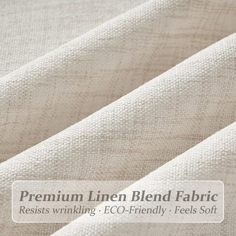 Pinch Pleated Linen Viral Curtains 4 Panels Set for Living Room 96 Inches Long, Birch Memory Trained Pleat Light Sheer Filtering Farmhouse Window Curtain with Hook Ring Ivory Cream Bedroom 8FT Length in Saudi Arabia