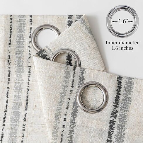 MYSKY HOME Grey Striped Linen Curtains 84 Inches Long Farmhouse Rustic for Bedroom Living Room Light Filtering Ticking Stripe Pinstripe Gray and White Patterned Drapes, Grommet, 2 Panels, 52" Wide in Saudi Arabia