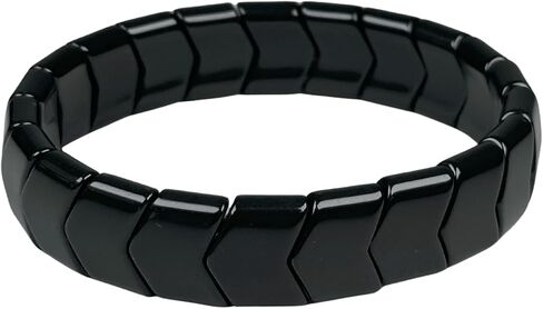 Natural Black Tourmaline and Hematite Beaded Bracelets - 15mm Arrow & 10mm Square Geometric Stone Jewelry - Protection & Grounding Crystal Gifts for Men Women - Chakra Healing Reiki Bangle in Saudi Arabia