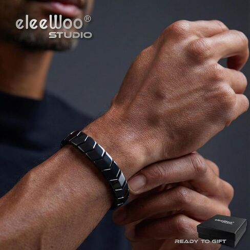 Natural Black Tourmaline and Hematite Beaded Bracelets - 15mm Arrow & 10mm Square Geometric Stone Jewelry - Protection & Grounding Crystal Gifts for Men Women - Chakra Healing Reiki Bangle in Saudi Arabia