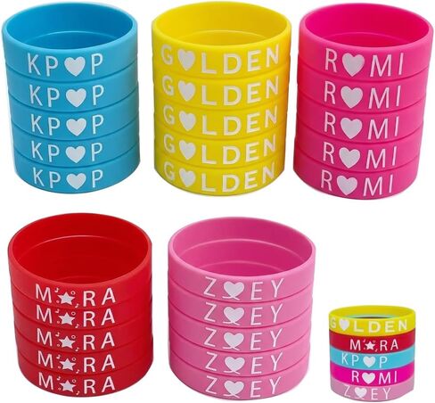 25 Pcs Rubber Korea-Pop Inspired Demon Merch Bracelets Stackable Stretch Friendship Beaded Bracelets Cosplay Costume Gifts for Fans Friends in Saudi Arabia