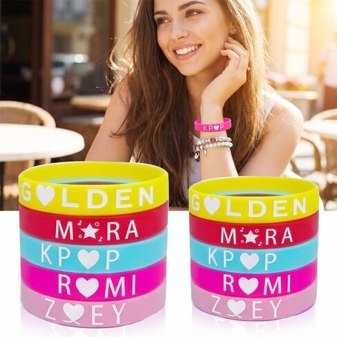 25 Pcs Rubber Korea-Pop Inspired Demon Merch Bracelets Stackable Stretch Friendship Beaded Bracelets Cosplay Costume Gifts for Fans Friends in Saudi Arabia