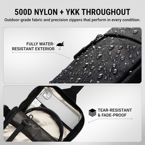 Travel Sling Bag 2.0 for Men & Women - Water Resistant Crossbody Multipocket Chest Bag with Anti-Theft & RFID in Saudi Arabia