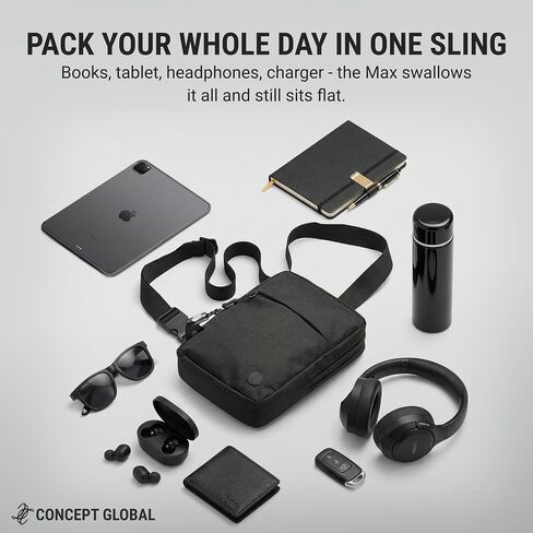 Travel Sling Bag 2.0 for Men & Women - Water Resistant Crossbody Multipocket Chest Bag with Anti-Theft & RFID in Saudi Arabia