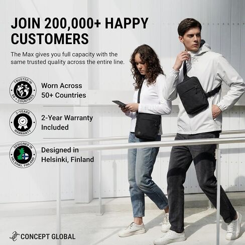 Travel Sling Bag 2.0 for Men & Women - Water Resistant Crossbody Multipocket Chest Bag with Anti-Theft & RFID in Saudi Arabia