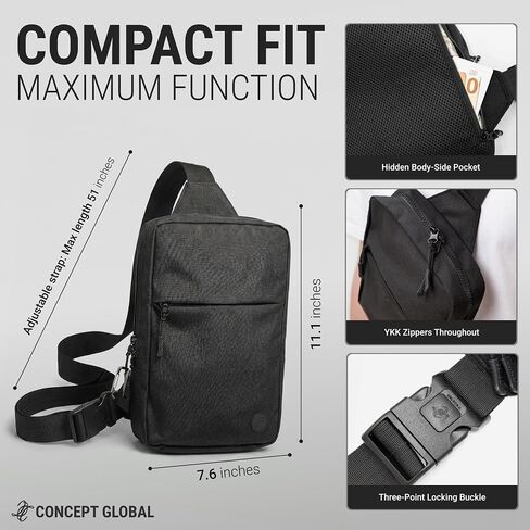 Travel Sling Bag 2.0 for Men & Women - Water Resistant Crossbody Multipocket Chest Bag with Anti-Theft & RFID in Saudi Arabia