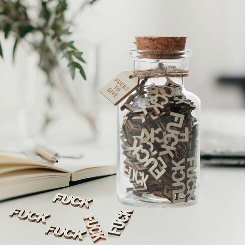 F uck to Give jar(5oz)، برطمانات تزيين مضحكة للهدايا، قطعة حروف خشبية مقطوعة لطيفة وزجاجة زجاجية، هدية هفوة لعيد ميلاد الأصدقاء، عيد الحب، عيد الميلاد، جرة زجاجة ذات فتحة تهوية سيئة in Kuwait