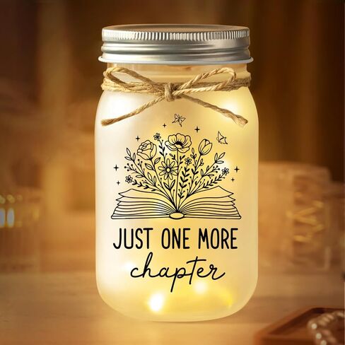 Book Lovers Gifts for Women Men, Just One More Chapter Mason Jar Night Light, Reader Gifts for Birthday Thanksgiving Christmas, Reading Accessories, Bookish Bookworm Gift in Saudi Arabia