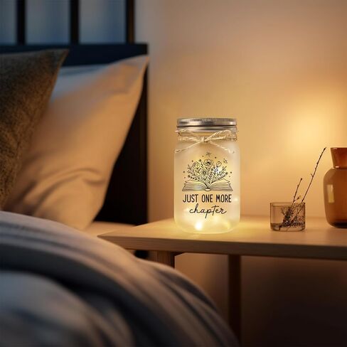 Book Lovers Gifts for Women Men, Just One More Chapter Mason Jar Night Light, Reader Gifts for Birthday Thanksgiving Christmas, Reading Accessories, Bookish Bookworm Gift in Saudi Arabia