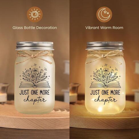 Book Lovers Gifts for Women Men, Just One More Chapter Mason Jar Night Light, Reader Gifts for Birthday Thanksgiving Christmas, Reading Accessories, Bookish Bookworm Gift in Saudi Arabia
