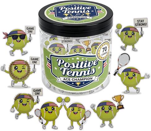 Positive Tennis Jar with 70 Affirmation Cards, Inspirational Tennis Gifts for Women & Men, Motivational Tennis Ball Decor, Fun Coach Appreciation Gift for Tennis Lovers and Players in Kuwait
